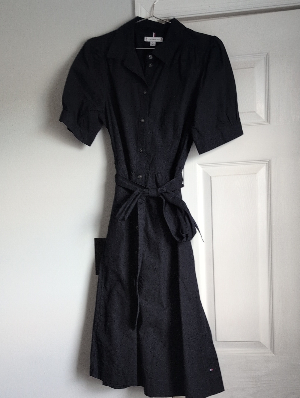 Tommy Hilfiger NAVY Midi Shirt Dress with Tie Waist